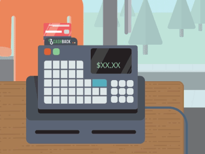 CashBack Register Illustration animated gif cash register credit credit card debt flat flat design flat illustration gif illustration money register