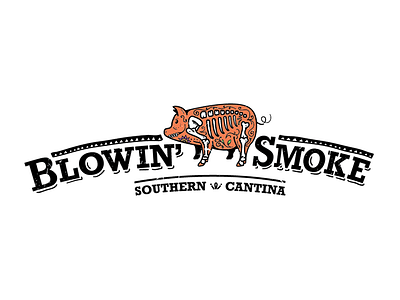 Blowin' Smoke Logo bbq branding day of the dead dotd food illustration logo logo design restaurant skull souther sugar skull