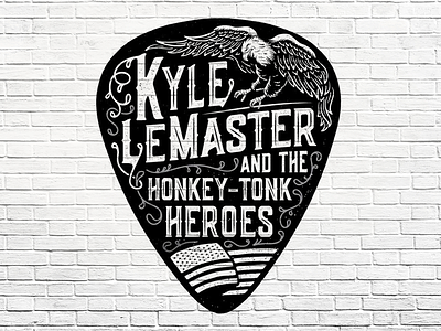 Kyle LeMaster And The Honkey-Tonk Heroes Band Logo america american eagle american flag americana band band logo country country music eagle flag guitar pick honkey tonk
