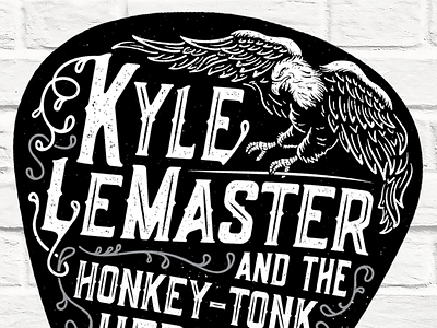 Kyle LeMaster And The Honkey-Tonk Heroes Band Logo america american eagle american flag americana band band logo country country music eagle flag guitar pick honkey tonk