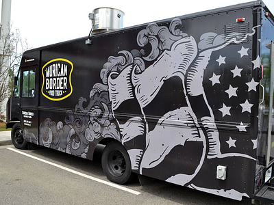 'Murican Border Food Truck america american flag black food food truck murica patriotic smoke truck truck wrap vehicle wrap vintage