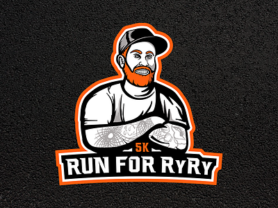 5k Run For RyRy - Logo and Shirt Design 5k beard emote esports hat illustration logo man orange red redhead road run running shirt tattoo tattoos
