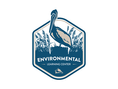 Environmental Learning Center Logo badge bird blue branding branding design design illustration logo nature park pelican shell typography vector