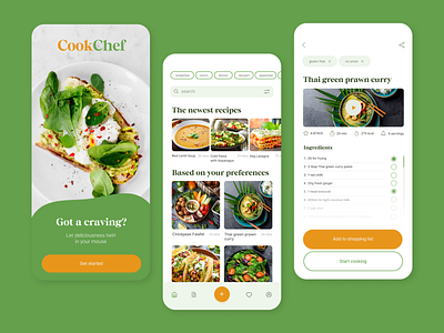 Cooking recipe Mobile App app catalogue clean interface clean ui concept cooking daily ui design firstscreen interface mobile mobile app mobile screen navigation onboarding recipe search shopping ui ux