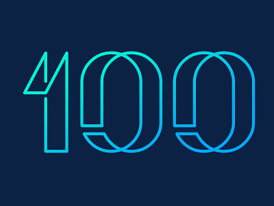 Number exploration: outline 100 century hundred logo neon numbers outline