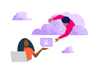 DocSend: Secure sharing branding cloud deck docsend emerging tech filesharing girl guy illustration padlock presentation secure sharing tech workflow
