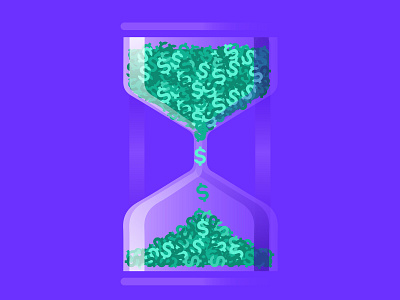 DocSend: Time is Money docsend dollar finance fundraising funds green hourglass illustration money purple teal whitepaper