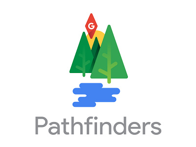Google Pathfinders (Landscape) branding compass forest google lake landscape logo ranger trails wilderness