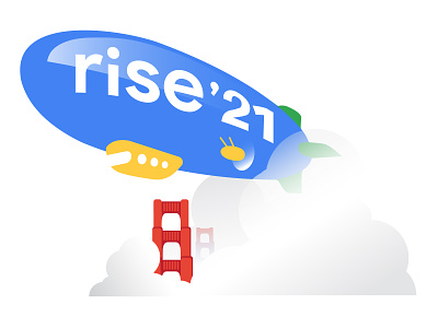 Google Rise: Airship airship ascending blimp branding cloud golden gate bridge google icon logo rising san francisco technology transport zepplin