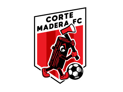 Corte Madera FC (Wood cutter) axe branding caricature character crest football graphic design icon logo mascot non profit soccer wood youth
