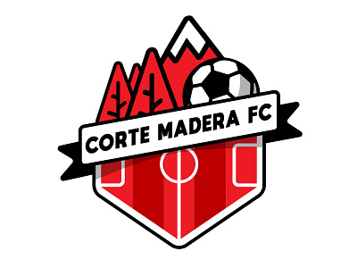 Corte Madera FC (Mount Tam angled) ball brand branding football goal goooooal logo mountain pitch soccer tree woods youth