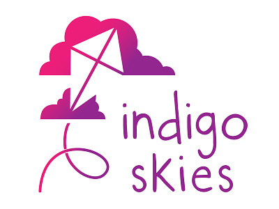 Indigo Skies (Kite) branding cloud fly flying icon illustration kite logo sky