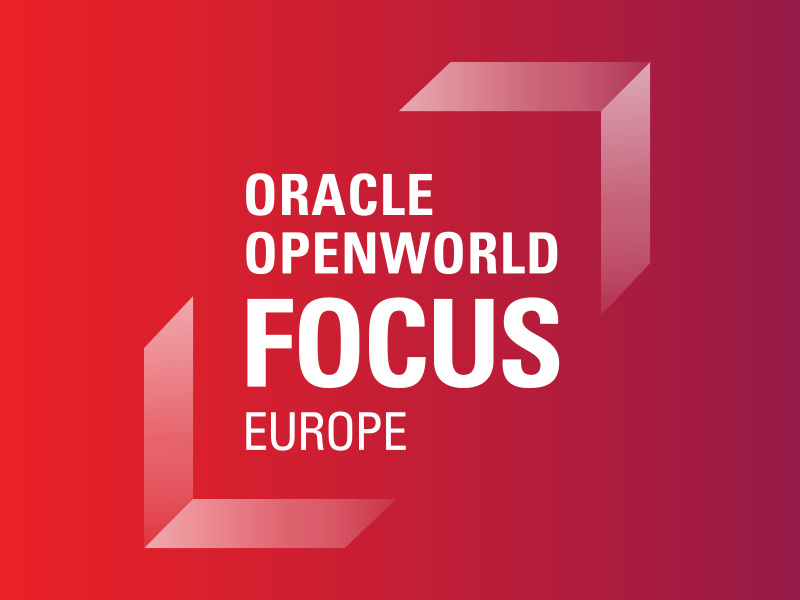 OOW Focus logo: Brackets typography oracle emerging tech branding logo