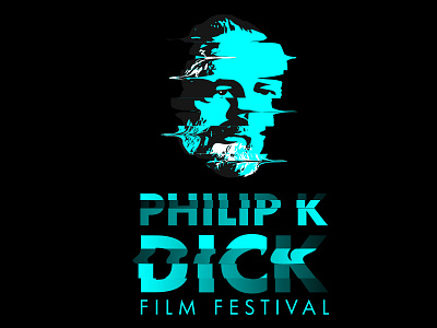Philip K Dick Film Festivalglitch Dark author branding film festival glitch logo philip k dick portrait scifi writer