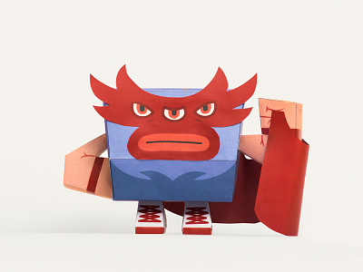Monsters in my belly 4 art hero luchador monsters monstros paper papercraft purple red toy