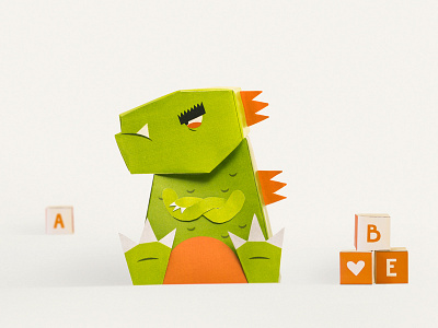 Monsters in my belly 6 art dinosaur green jealousy monsters monstros orange paper papercraft relampago spike toy