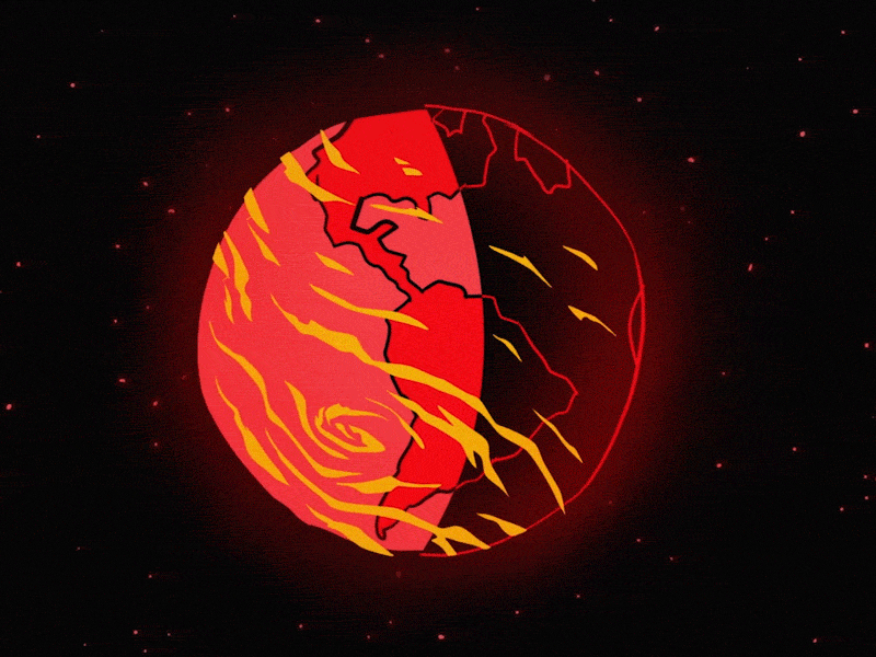 🌎You spin my head right round 🌍 animation cell earth fade fire gif planet red spin spinning