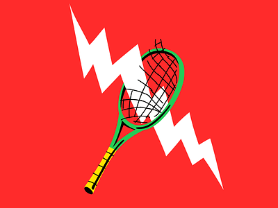 Electricity bat bolt electric red tennis