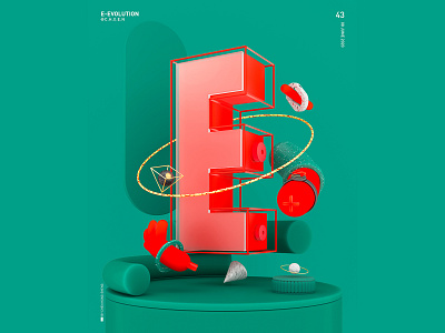 E-EVOLUTION 3dart art branding c4d chxen graphic logo typography ui web