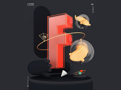 F-FLOAT 3dart art branding c4d chxen graphic logo typography ui web