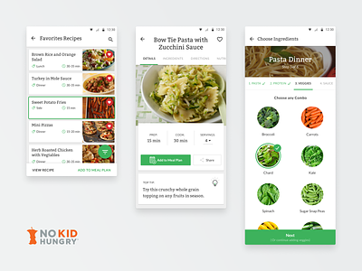 No Kid Hungry Interface android android app android app design app apps branding cooking matters design dinner enterprise experience food identity ingredients nkh no kid hungry recipes savvy savvy apps ux