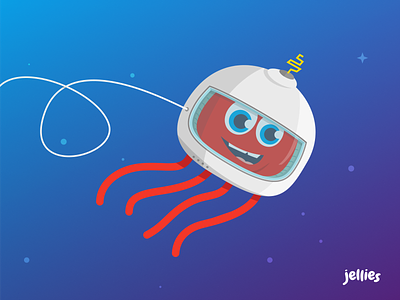 Jellies Mascot - Meet Sam app apps branding design explore explorer identity illustration jellyfish kid kids kids app logo mascot mascot logo red savvy savvy apps video video app