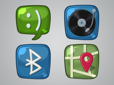 Android: Part 3 android bluetooth icons illustration maps music sms vector