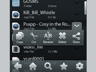 Android file manager UI
