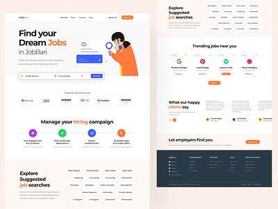 JobBari - Job Finding website design career emploment hiring hiring platform job board job finder job hunt job listing job portal job search job seeker product product design ui recruitment ui ux web design webapp website website design