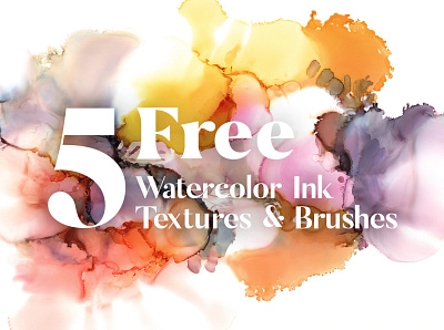 5 Free Watercolor Ink Textures and Brushes animation branding brushes design freebie handmade high resolution isolation mockup photoshop photoshop action photoshop brushes pink png png logo print psd textures transparent watercolour