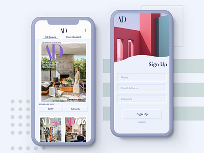 Magazine Mobile App adobe xd app store payment architectural digest architecture app art blue ui maria sharapova neumorphism subscription app tennis