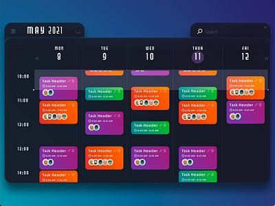 Personal Planner App adobe xd calendar app darkui desktop app personal planner