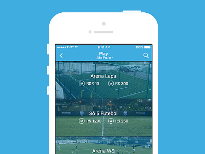 Online venue booking app | IOs booking cards pitch soccer venue