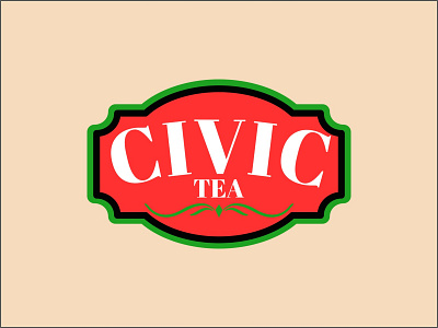 Civic Tea design green logo logodesign old red tea