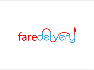 FareDelivery brand blue curve delivery design logo logodesign path red rocket route