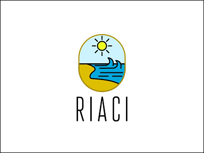 Riaci Brand beach blue brown coastal design drawing line art lineart logo logodesign yellow