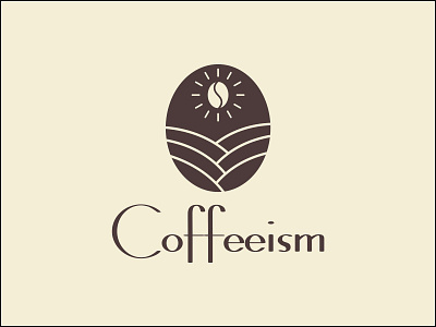 Coffeeism Brand brown coffee coffee beans coffee shop design farm land line art lineart logo logodesign sun