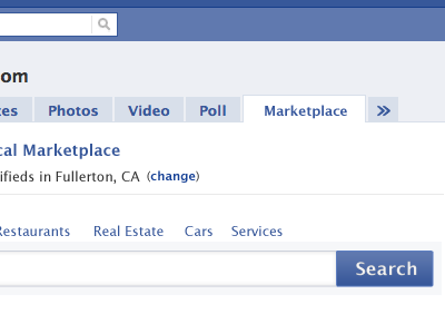 Marketplace Search app blue facebook search