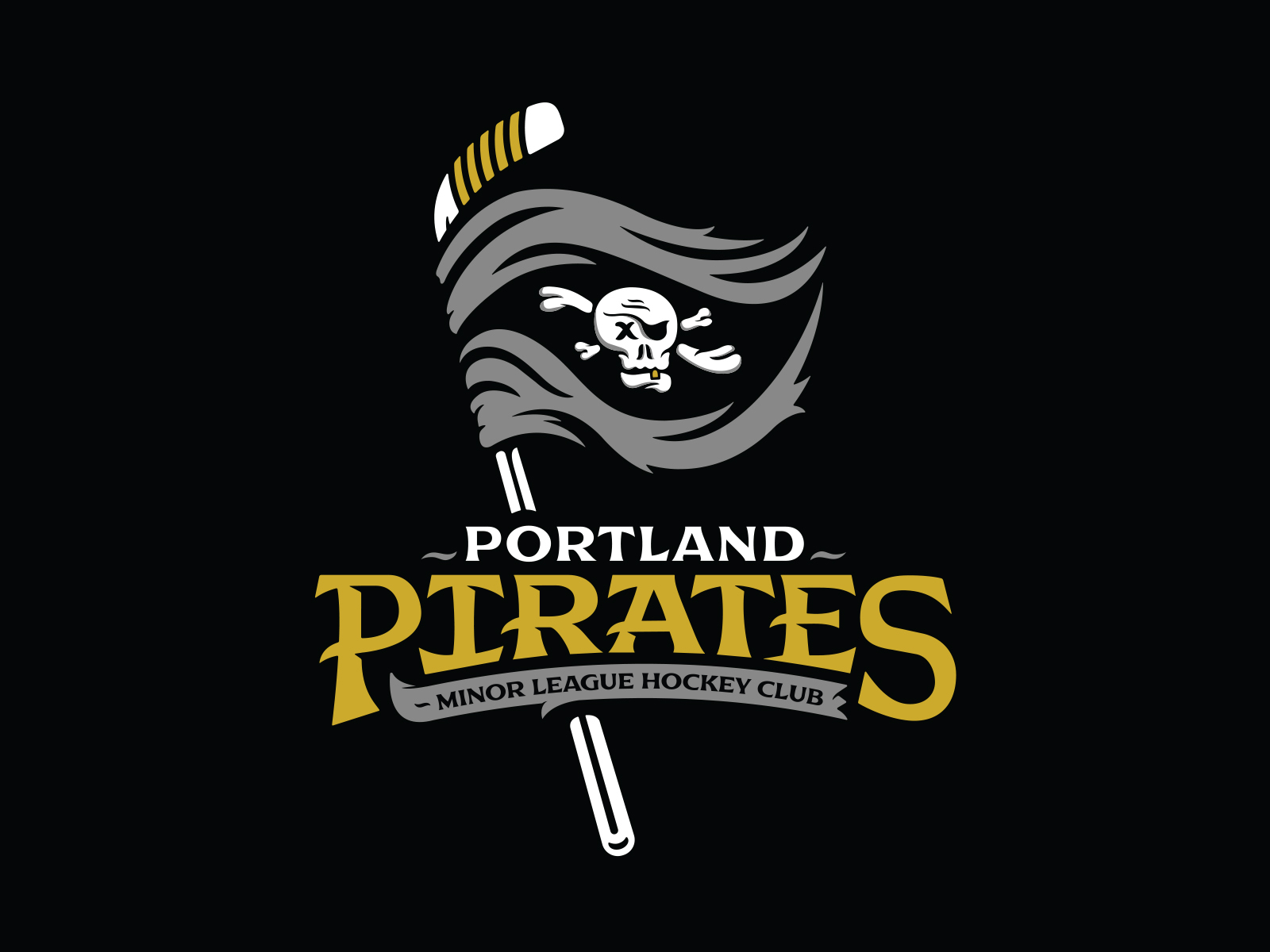 Portland Pirates - Minor League Hockey Club - Logo Suite design halftone def halftone def studios hockey illustration lowdrag font minor league pirates skull