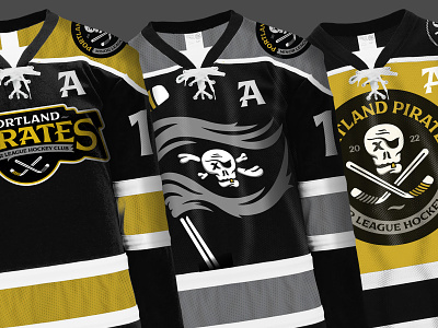 Portland Pirates - Minor League Hockey Club - Jerseys halftone def halftonedef hockey illustration jerseys minor league portland pirats puck skull