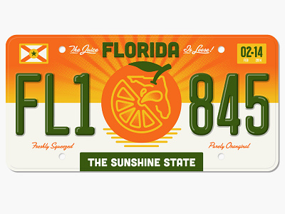 Freshly Squeezed Florida License Plate fl florida halftone def juice oranges state plates project