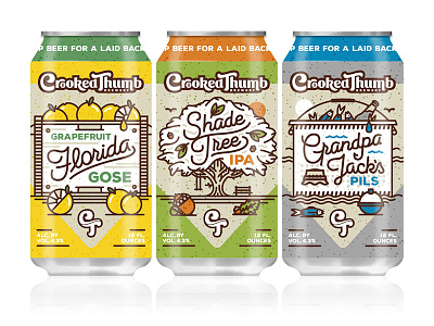 Crooked Thumb Brewery Can Release beer cans craft brew crooked thumb brewery design florida monoline
