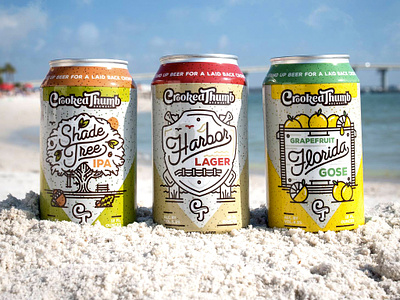 Crooked Thumb Brewery - Product Shots beer florida gose halftone def illustration ipa lager monoline package design