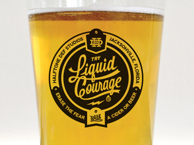 Liquid Courage Pint Glass Label halftone def studios liquid courage