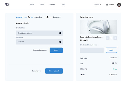 Checkout page design on account account card design logo ui uiux ux