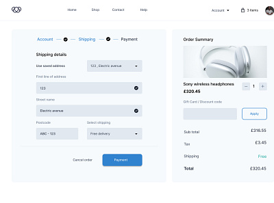 A checkout UI design on shipping design logo order shipping ui uiux ux