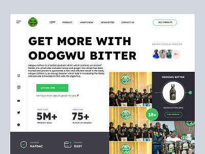 Landing page branding design illustration landing page logo odogwu odogwu bitters payment typography ui ux vector