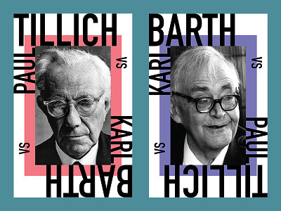 Paul Tillich v. Karl Barth din frame poster theology type typography