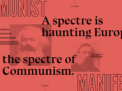 The Communist Manifesto black communist grid homepage karl manifesto marx red screen ui ux