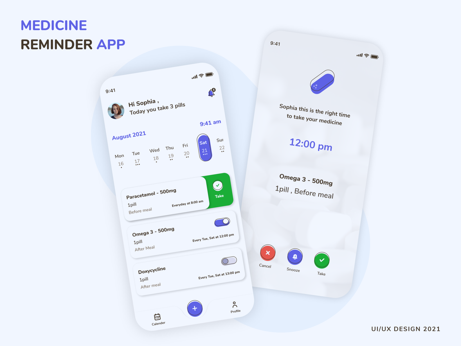 Medicine Reminder App by Portia Bhowmick on Dribbble